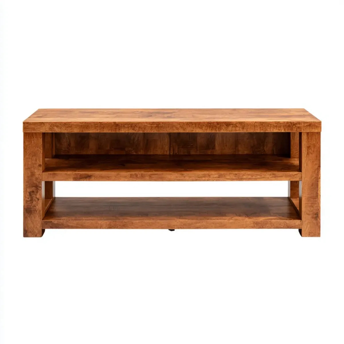 Szafka TV Brązowy 120 x 40 x 45 cm z litego drewna mango prostokątne z 2 otwartych przegródkach