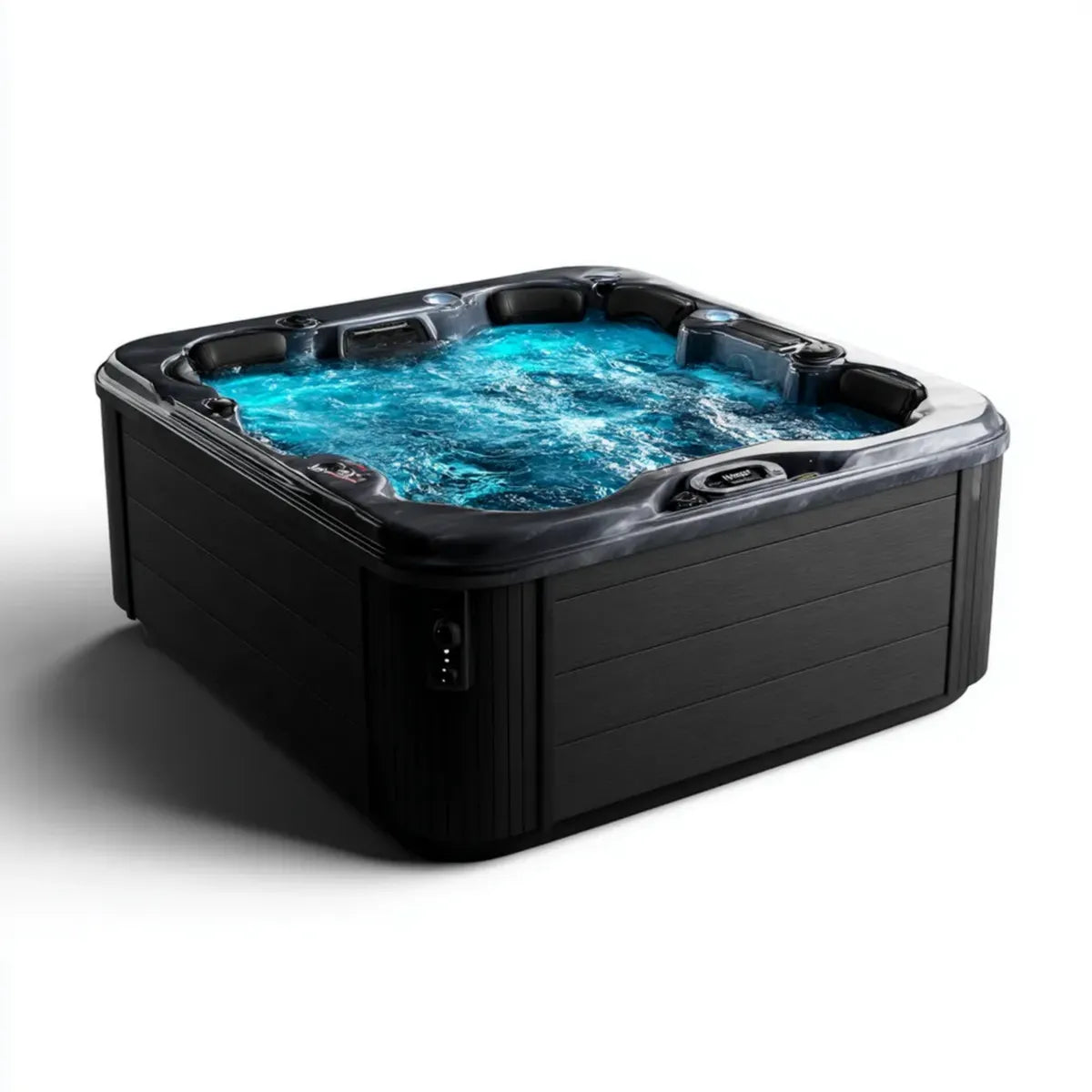 Wanna spa, Whirlpool czarny Prostokątny 200 x 200 x 92 cm akryl dla 5 osób