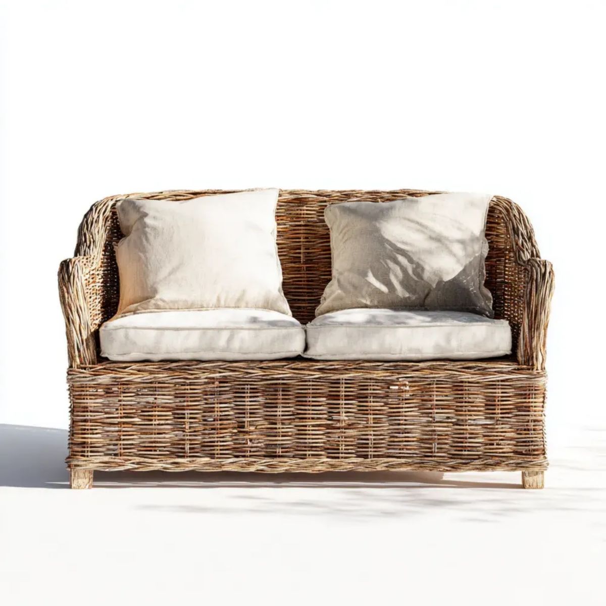 Sofa ogrodowa, Ogród Tapczan 2 fotele w Tapnik z niebieskimi poduszkami, 120 x 70 x 75 cm