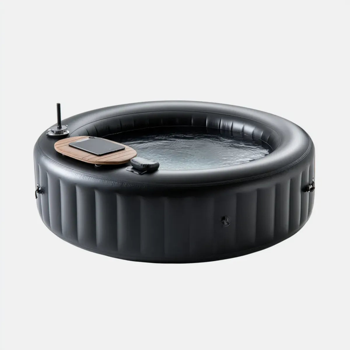 Wanna spa, Nadmuchiwane spa okrągłe czarny 4 fotele Ø 196 cm PVC laminat
