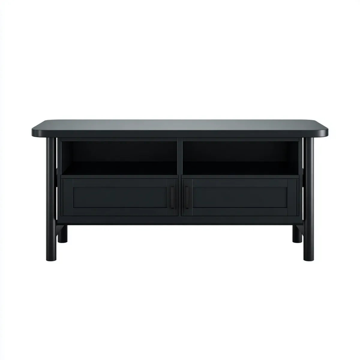 Szafka TV czarna 120 x 40 x 70 cm z MDF i stali prostokątnej