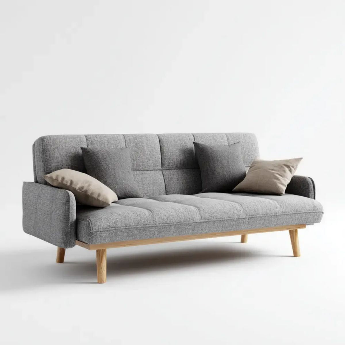 Sofa, 3-osobowa poliester sofa z litego drewna, 200 × 84 × 82 cm
