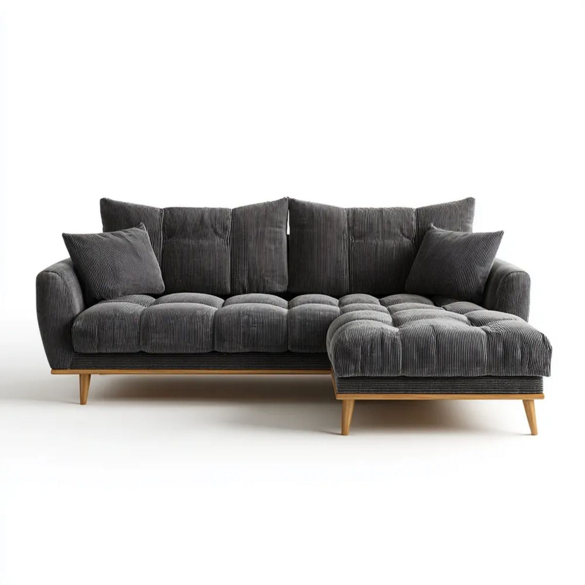 Sofa, 4-osobowa w kolorze siwym narożnik sofa w antracycie siwy w kolorze siwym, 270 x 160 x 85 cm