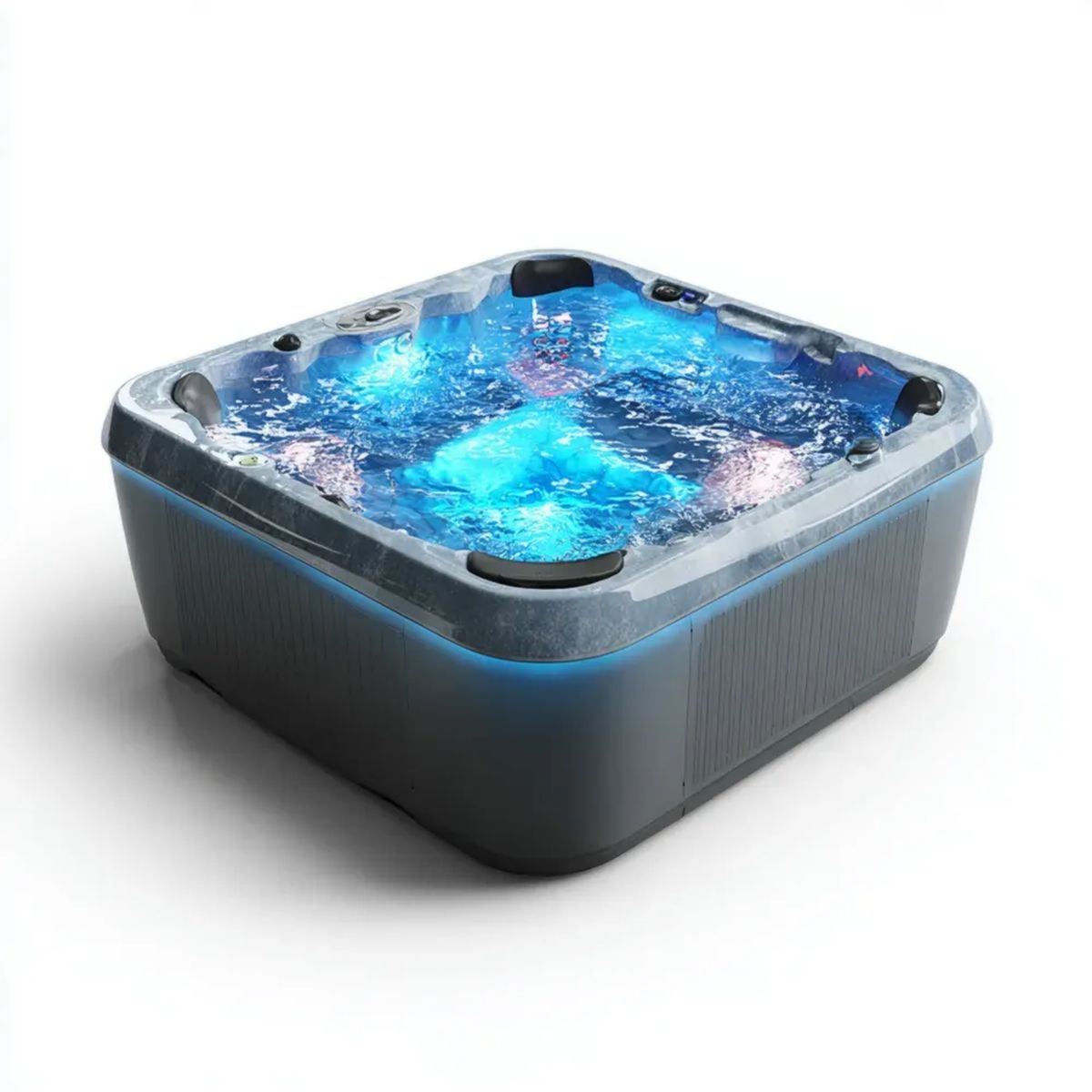 Wanna spa, Okolica spa 5 miejsc Okolica szara Agrestic antracyt z hydromasażem i niebieskim diodem LED, 200 x 200 x 90 cm
