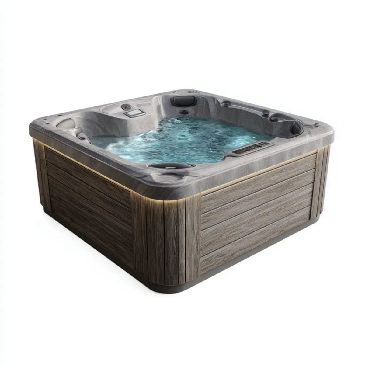 Wanna spa, Plac sztywne spa 5 fotele szare akryl 200 x 200 x 90 cm