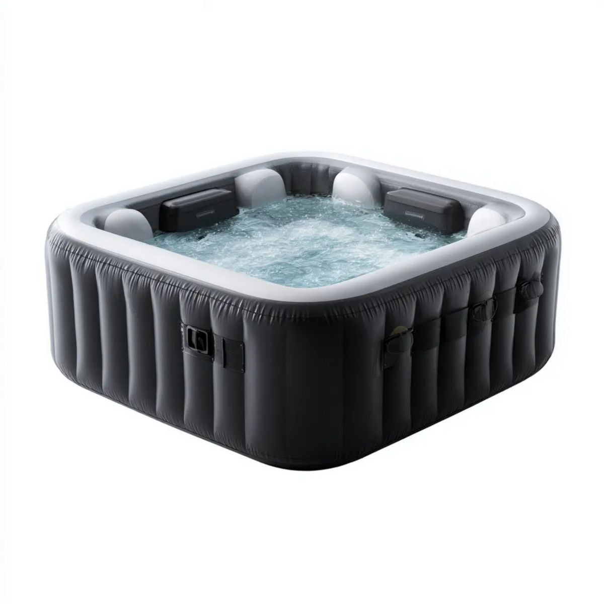 Wanna spa, Plac Bańka nadmuchiwana spa 6 Lampy czarne i białe PVC 218 x 218 x 71 cm