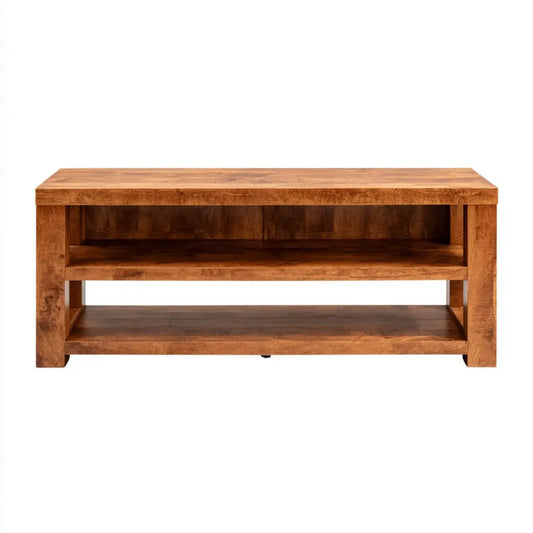 Szafka TV Brązowy 120 x 40 x 45 cm z litego drewna mango prostokątne z 2 otwartych przegródkach