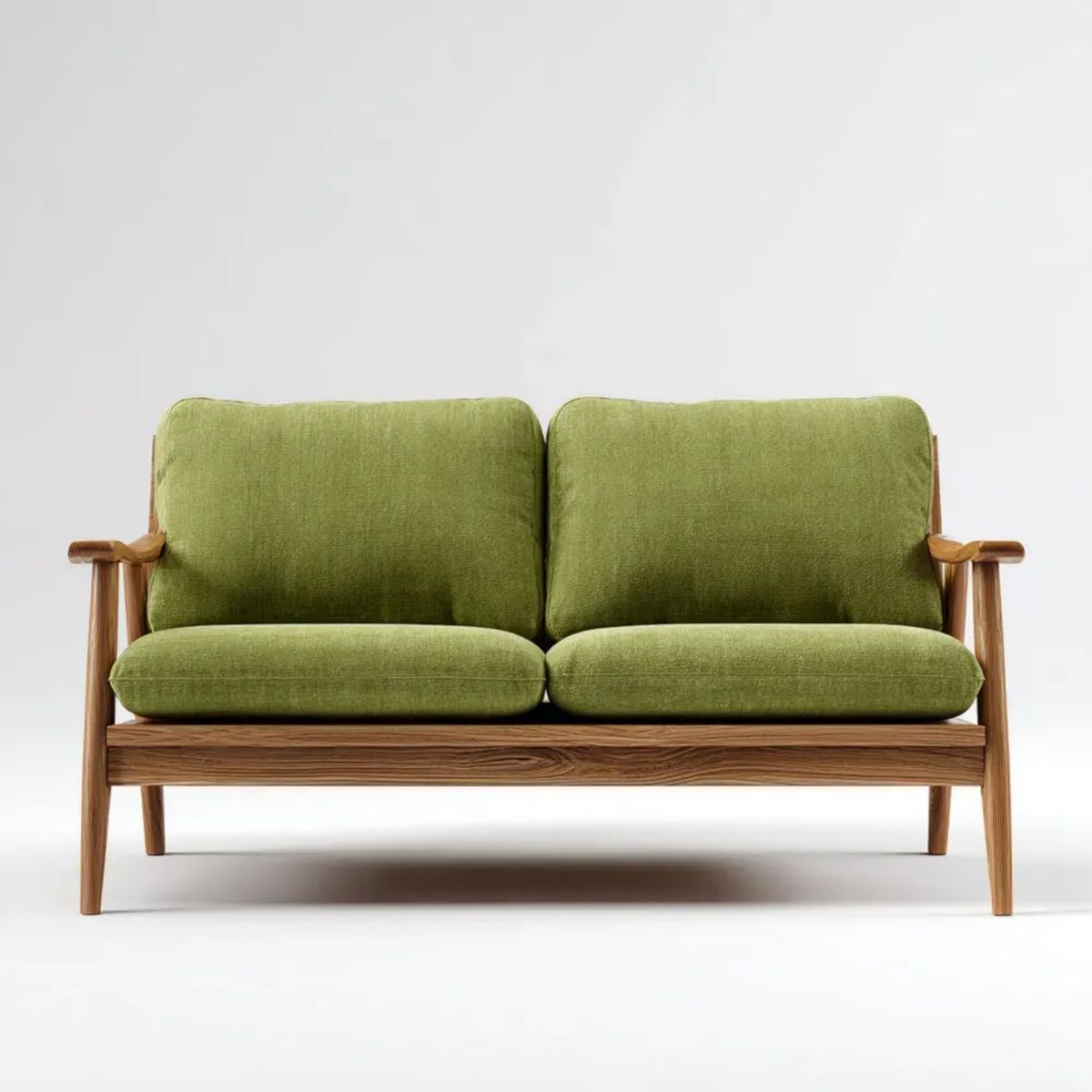 Sofa, Zielona sofa w poliestrze i litej drewnie, 120 x 75 x 78 cm