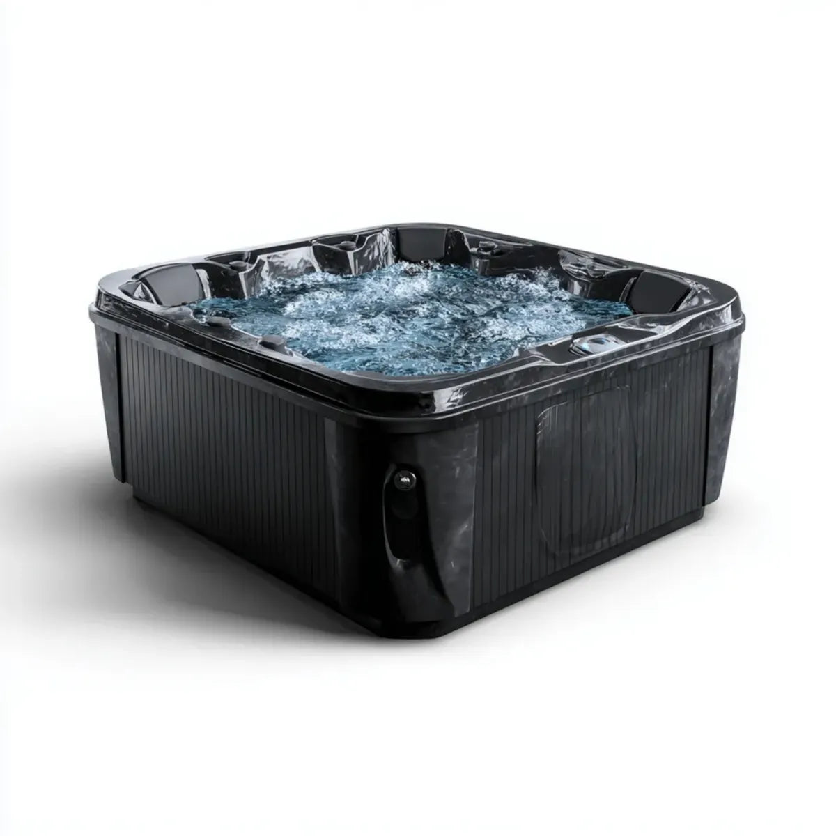 Wanna spa, Zewnętrzne spa kwadrat czarny 5 fotele akryl 200 x 200 x 90 cm