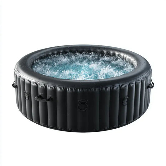 Wanna spa, Czarny PVC nadmuchiwane spa Ø 180 x 65 cm, 4 fotele