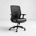 Krzesło biurowe, Czarne ergonomiczne krzesło biurowe w siatce poliestrowej i PU 64 x 64 x 110- 120 cm