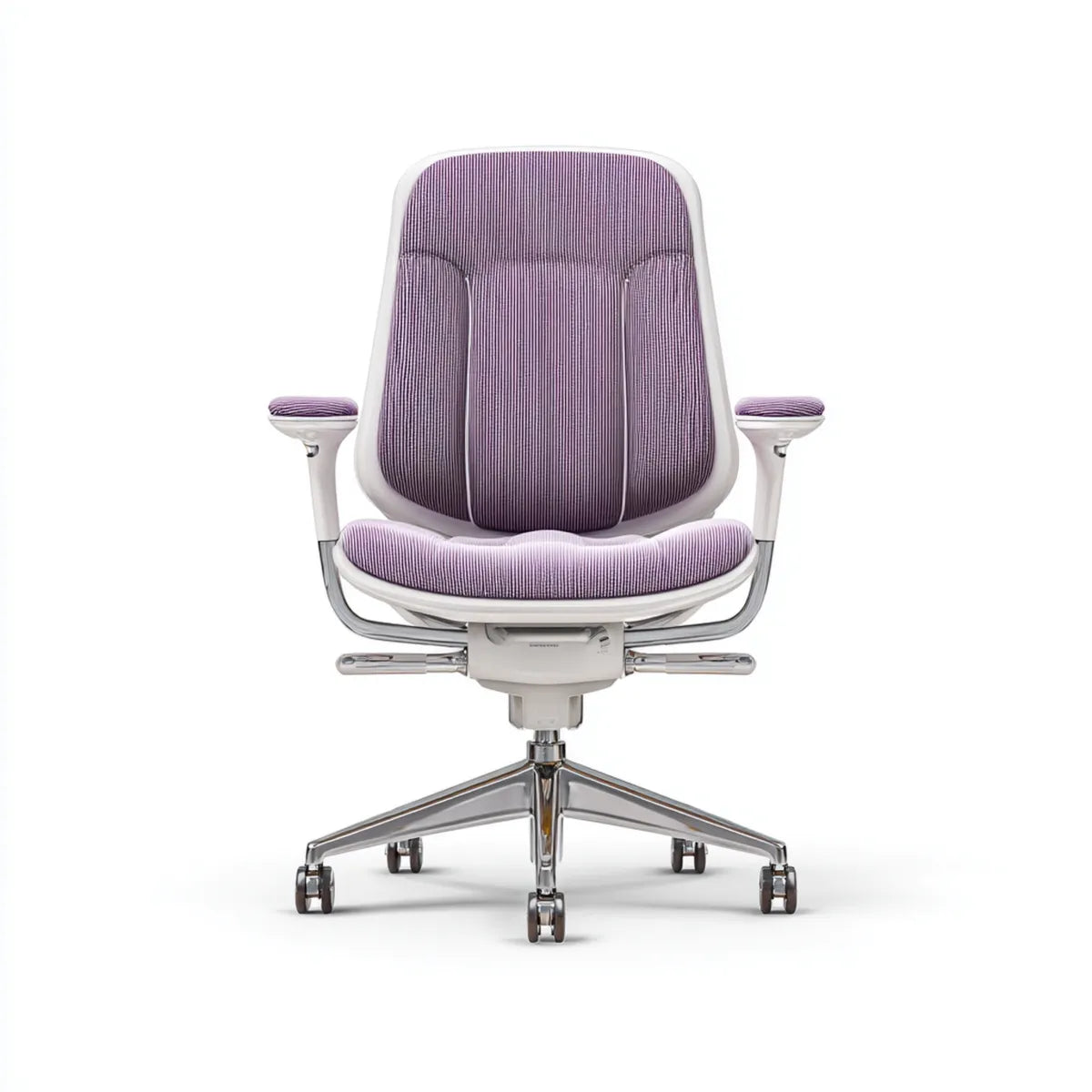 Krzesło biurowe, Ergonomiczna fioletowa i biała wysokość fotela biurowego regulowana 66 x 66 x 112- 122 cm w poliestrze i aluminium