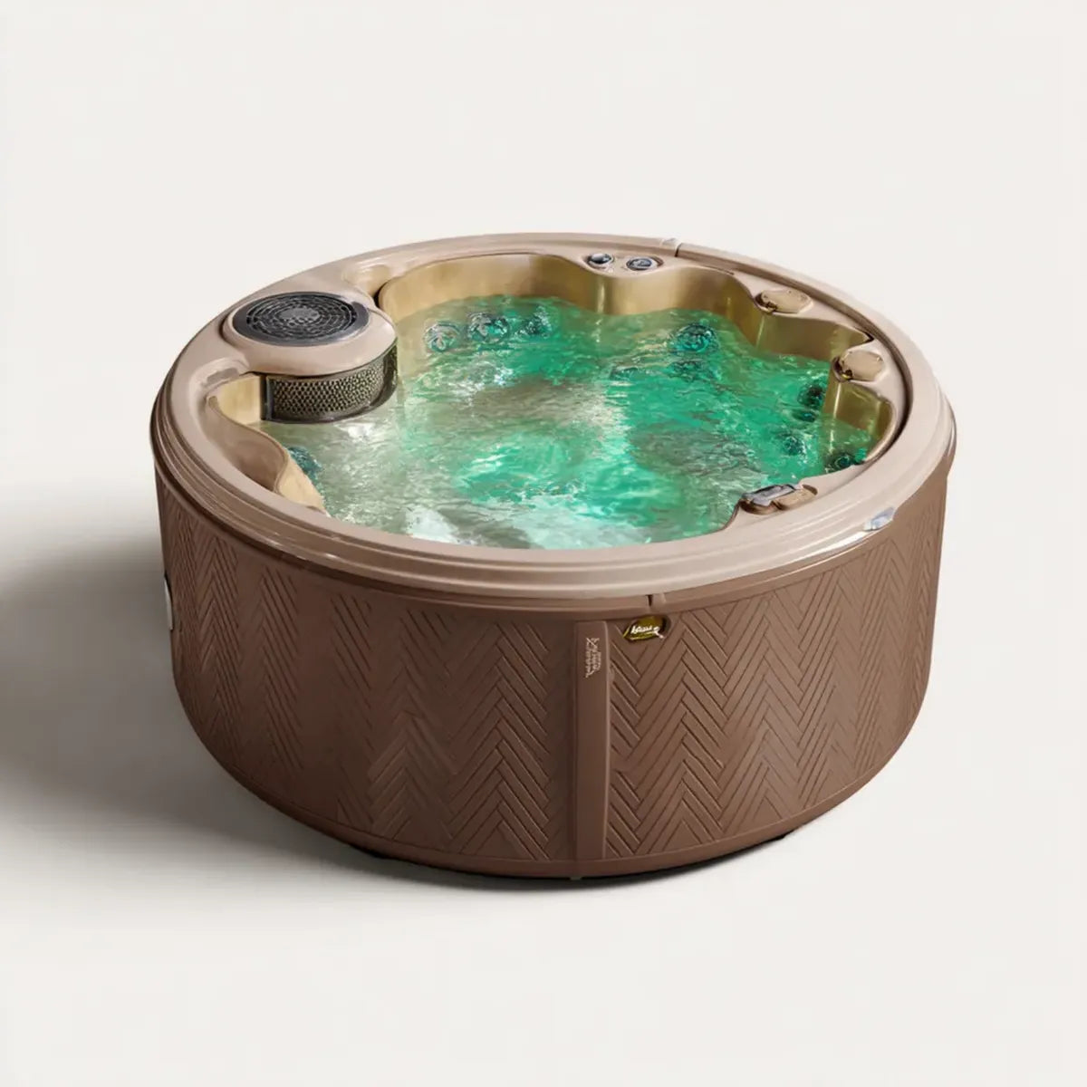 Wanna spa, Brązowe okrągłe PCV nadmuchiwane spa 180 x 180 x 70 cm z hydromasażem