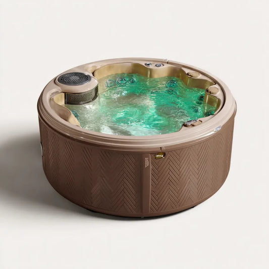 Wanna spa, Brązowe okrągłe PCV nadmuchiwane spa 180 x 180 x 70 cm z hydromasażem