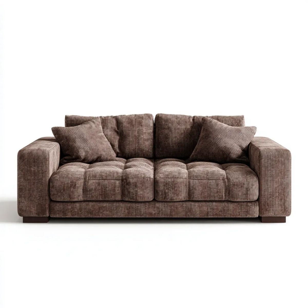 Sofa, Brązowy 2-osobowa sofa w poliestrze żebrowana Berevelvet, 190 x 95 x 85 cm