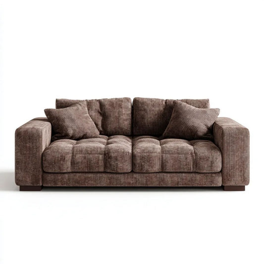 Sofa, Brązowy 2-osobowa sofa w poliestrze żebrowana Berevelvet, 190 x 95 x 85 cm
