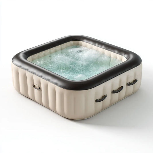 Wanna spa, Plac nadmuchiwane spa w beżowym PVC i czarny 180 x 180 x 65 cm, 4 fotele