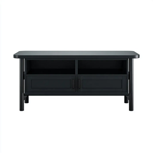 Szafka TV czarna 120 x 40 x 70 cm z MDF i stali prostokątnej