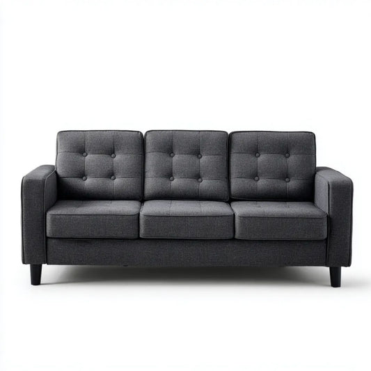 Sofa, 3-osobowa sofa w poliestrze szara, 190 x 80 x 85 cm