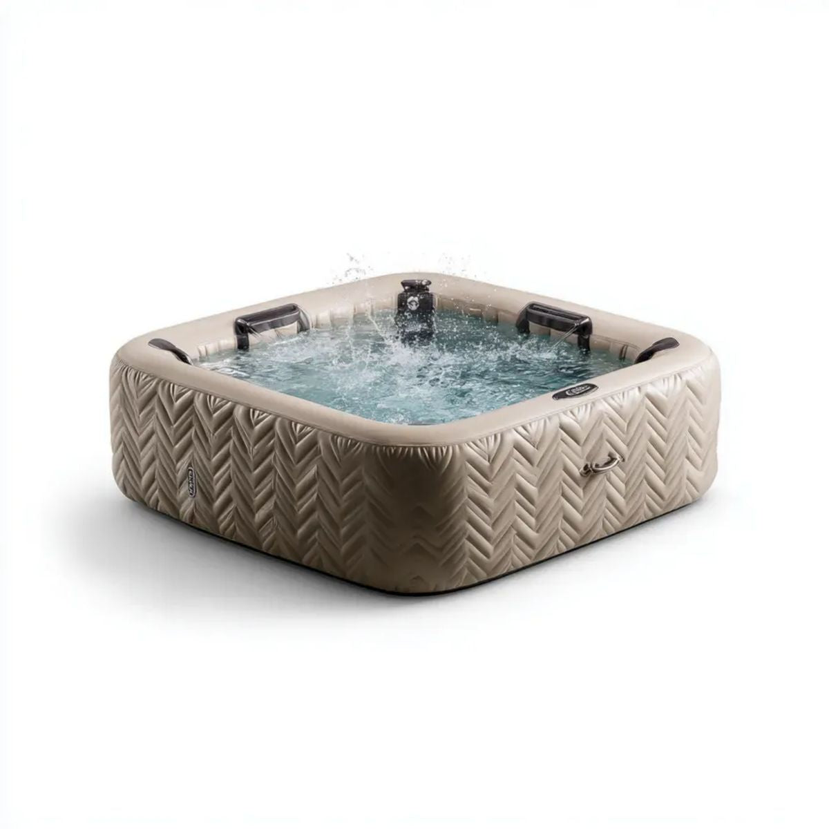 Wanna spa, Plac nadmuchiwane spa w beżowym i czarnym PVC 196 x 196 x 71 cm, 4 fotele