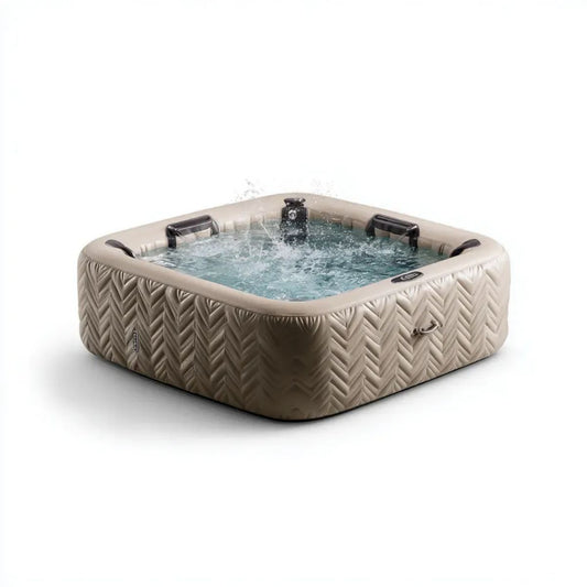 Wanna spa, Plac nadmuchiwane spa w beżowym i czarnym PVC 196 x 196 x 71 cm, 4 fotele