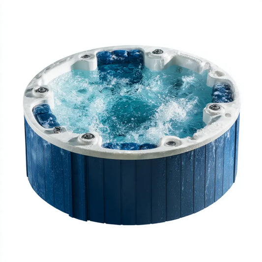 Wanna spa, Okrągłe spa z niebiesko-białym strumieniem 208 x 90 cm z polipropylenu dla 6 osób
