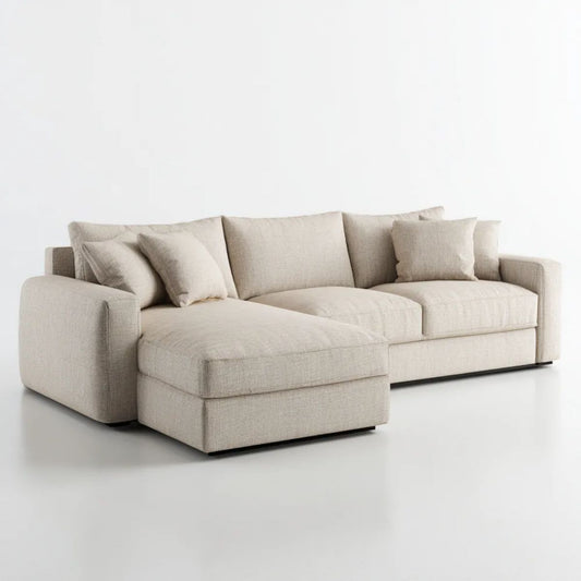 Sofa, 4-osobowa poliestrowy sofa z szezlongiem po lewej stronie, 280 x 160 x 85 cm