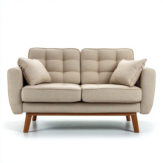 Sofa, Podwójna sofa w poliestrze i litego drewna, 145 x 82 x 86 cm