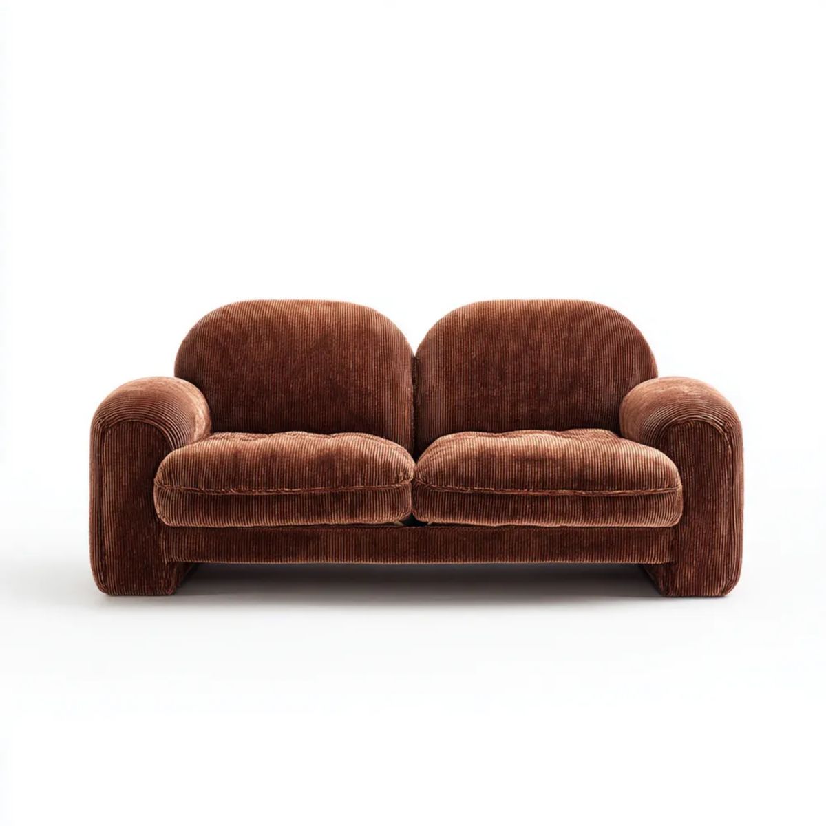 Sofa, Prosta sofa 2 brązowe fotele w poliestrze wstążką 170 x 90 x 80 cm