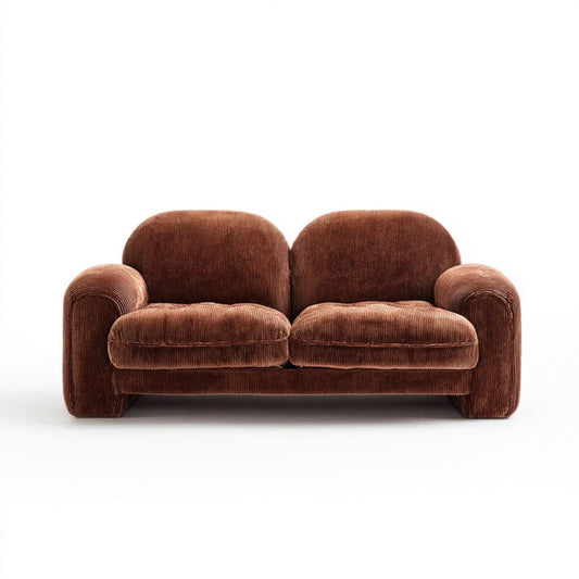 Sofa, Prosta sofa 2 brązowe fotele w poliestrze wstążką 170 x 90 x 80 cm