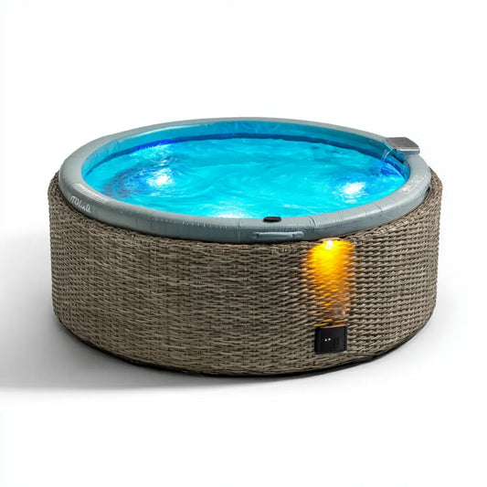 Wanna spa, Nadmuchiwane spa z okrągłym bąbelkami szary 204 x 70 cm PVC i polietylen