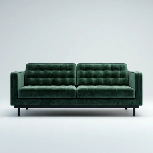Sofa, 2 ciemnozielone sofa w pikowany z czarnym metalowym nóżkami, 170 x 85 x 82 cm