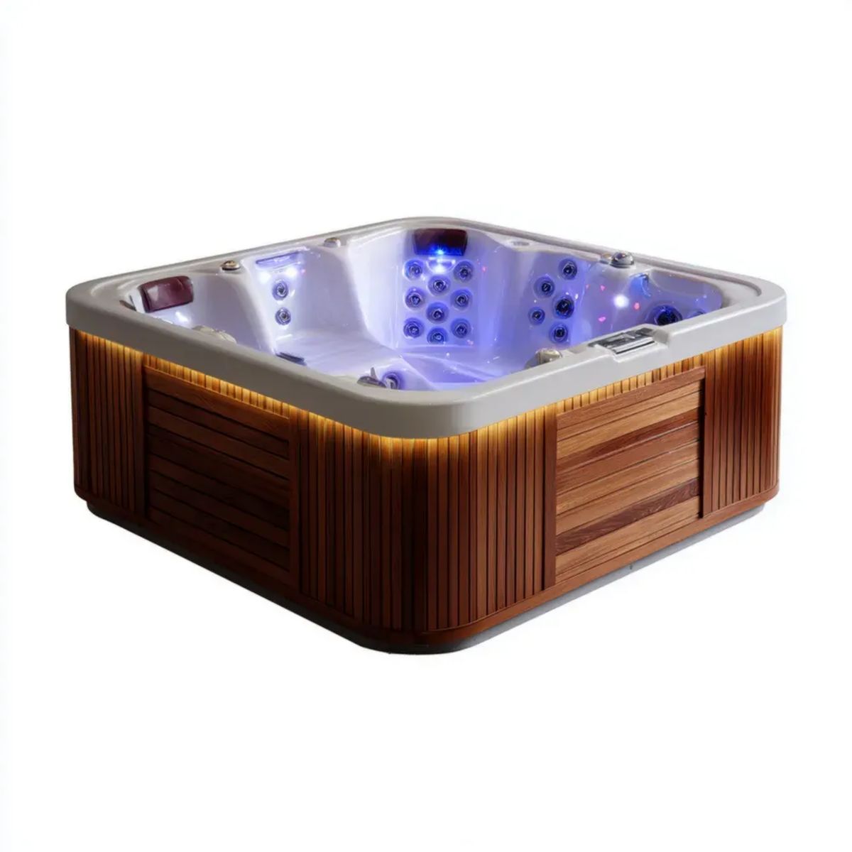 Wanna spa, Plac Baseballouternen spa 5 Baseballee i Brązowy Baseballeum fotele w Baseballerze i PVC, 210 x 210 x 92 cm