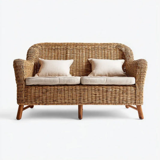 Sofa ogrodowa, Ogród Tapicerka 2 Tapicerowane nóżki, Beżowe poduszki, 140 x 75 x 85 cm