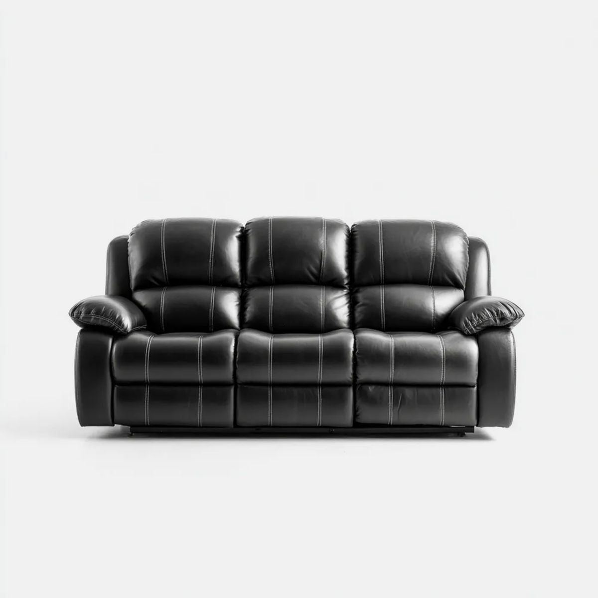 Sofa, 3-osobowa czarny sofa w PU syntetyczne skóry, 210 x 95 x 100 cm