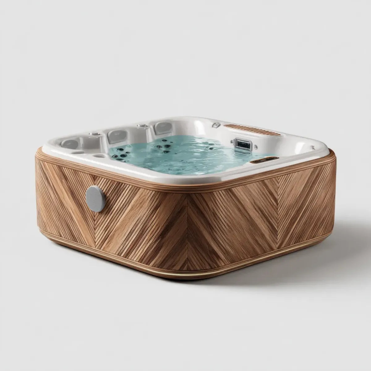 Wanna spa, jacuzzi na zewnątrz dla 3 osób Biały brązowy 210 x 160 x 90 cm akrylowy PVC Prostokątny