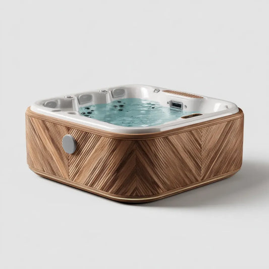 Wanna spa, jacuzzi na zewnątrz dla 3 osób Biały brązowy 210 x 160 x 90 cm akrylowy PVC Prostokątny
