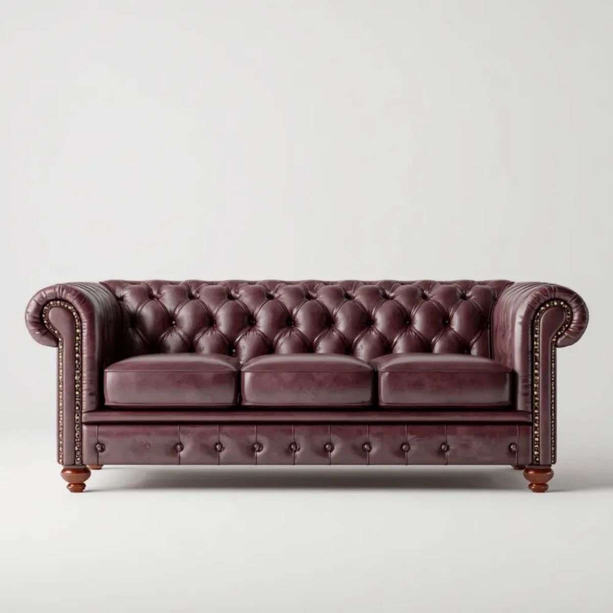 Sofa, Chesterfield 3 Seater sofa w syntetycznej skórzanej poliuretanowej, 225 x 90 x 78 cm