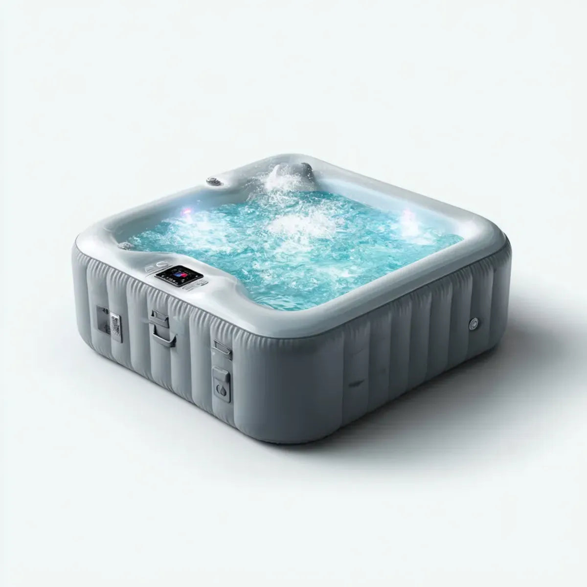 Wanna spa, Plac nadmuchiwany spa szary 180 x 180 x 65 cm PVC laminat 4 siedzenia