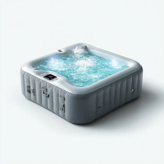 Wanna spa, Plac nadmuchiwany spa szary 180 x 180 x 65 cm PVC laminat 4 siedzenia