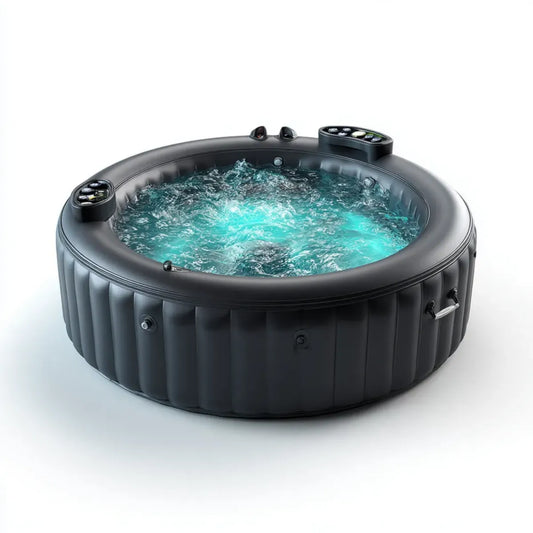 Wanna spa, Okrągłe nadmuchiwane spa czarne 196 x 71 cm PVC dla 4 osób