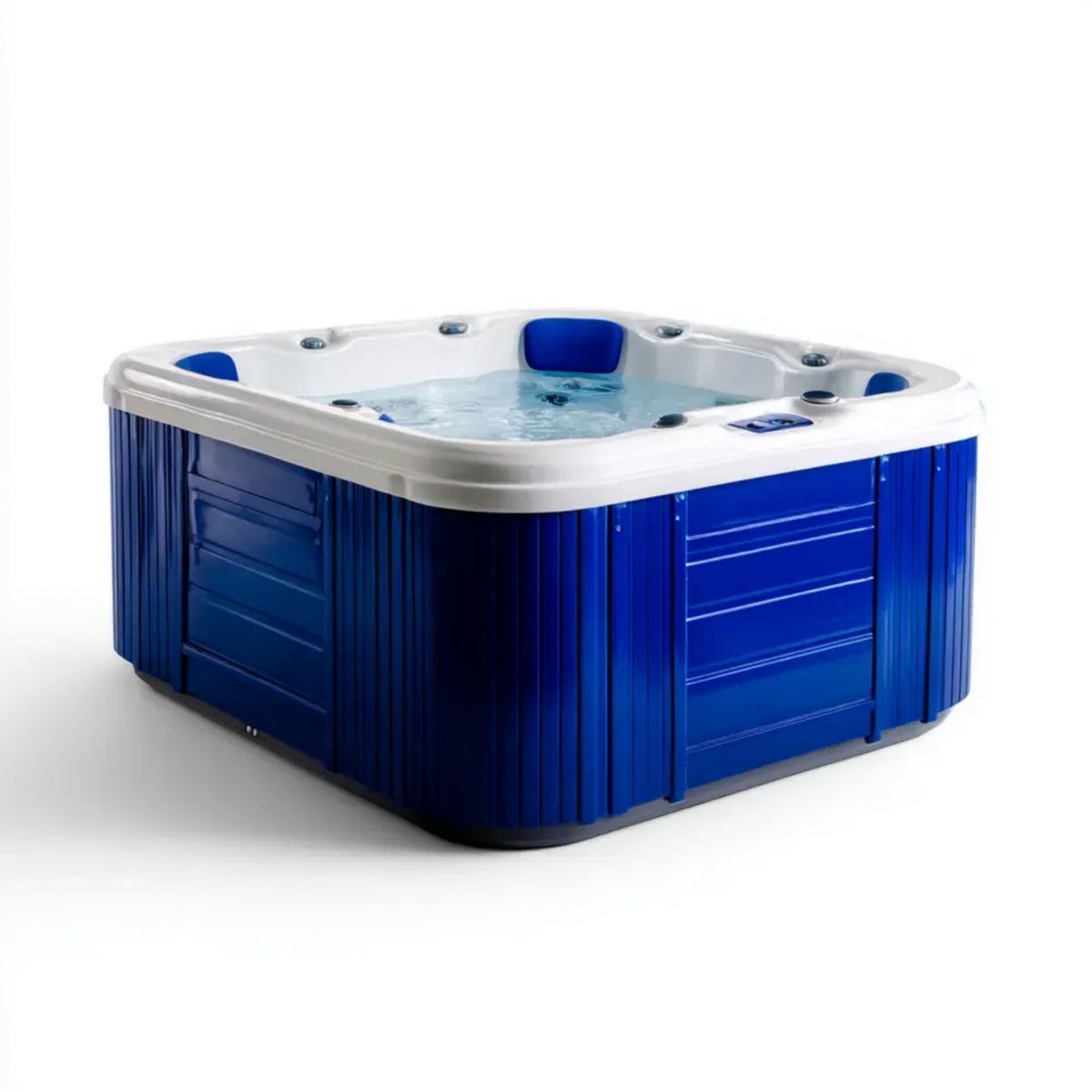 Wanna spa, Basen na zewnątrz, do kwadratu spa, niebieski i biały akryl 200 x 200 x 90 cm z hydromasażem