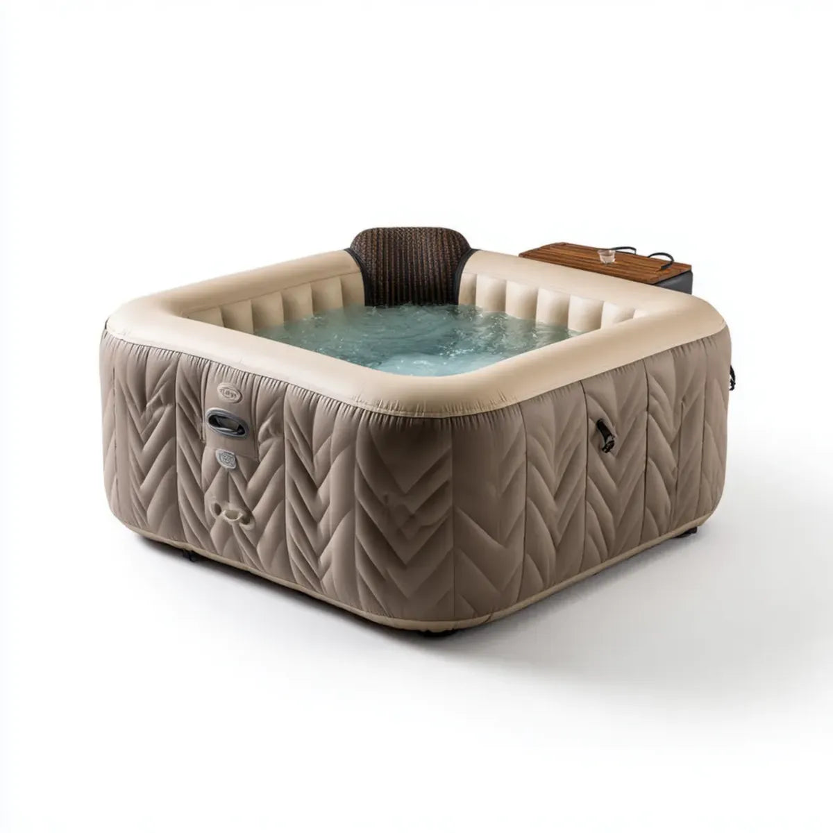 Wanna spa, Plac nadmuchiwany spa beżowe 6 miejsc 180 x 180 x 70 cm laminowane PVC