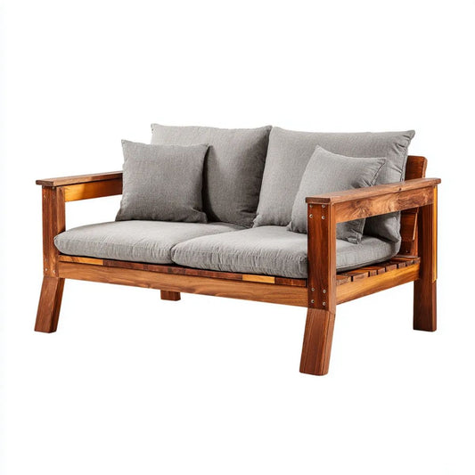Sofa ogrodowa, Ogród Tapczan 2 Place Plac Granatowy szary i brązowy Plac Brązowy Drewno Piaszczysty 120 x 65 x 75 cm